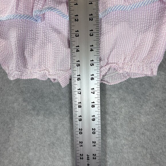 Petit Ami Baby Girls 9M Pink Seersucker Romper Bubble Smocked Beach  Ruffles - Picture 5 of 10